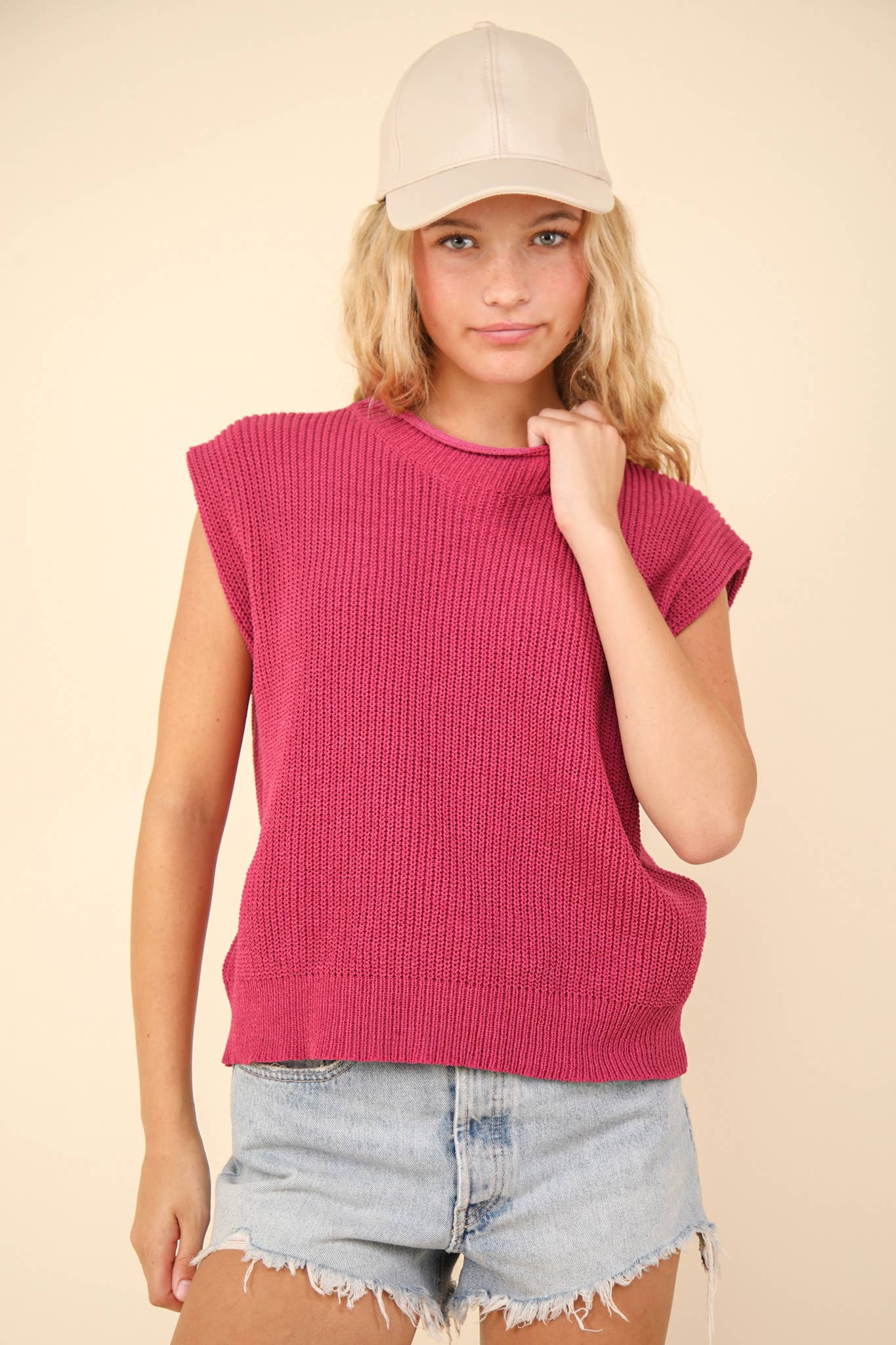 Oversized Soft Knit Sweater Vest Top