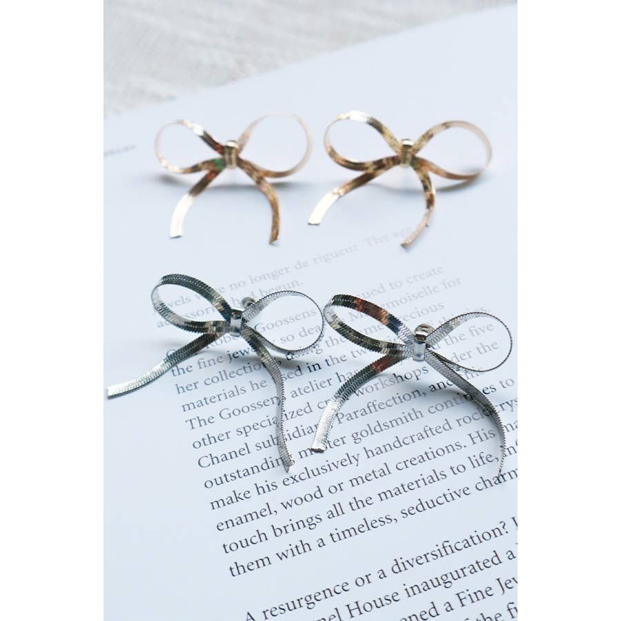 Gold and Silver Tessel Chain Bow Earrings