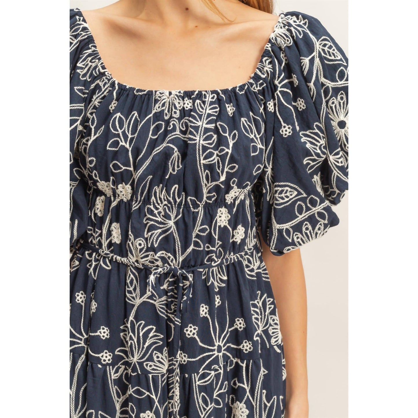 Floral Puff Sleeve Midi Dress