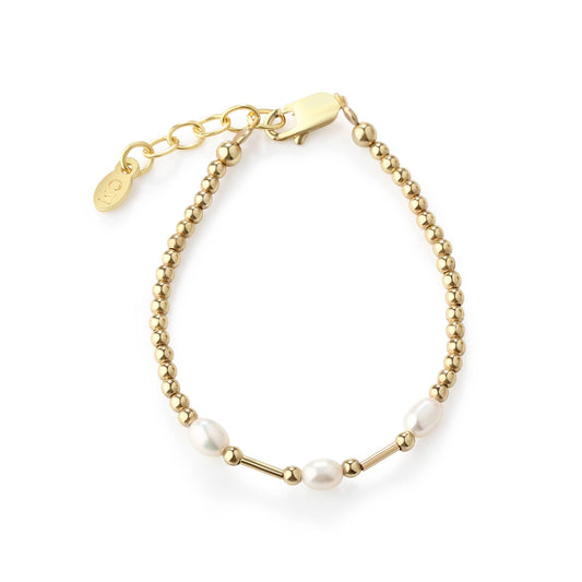Little Girls14K Gold-Plated Pearl Baby Bracelet for Kids