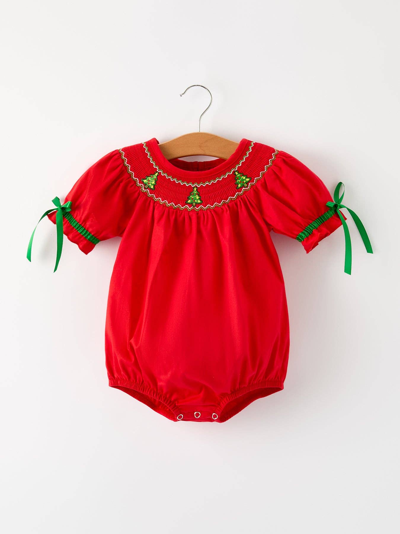Christmas Baby Romper: Adorable Green Christmas Tree Embroidery