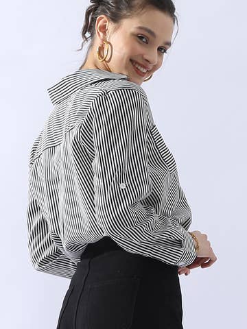 Striped Button Down Long Sleeve Collared Shirts
