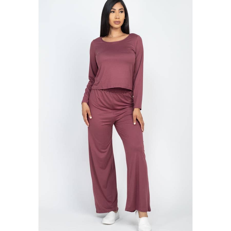 Loose Fit Long Sleeve Top and Pants Set