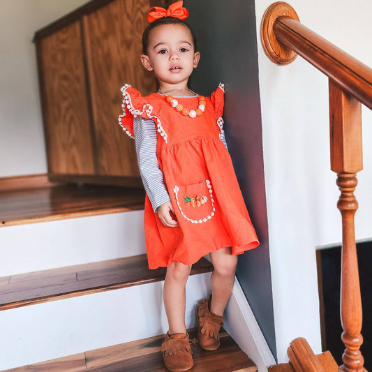 Girls Orange Fall Dress