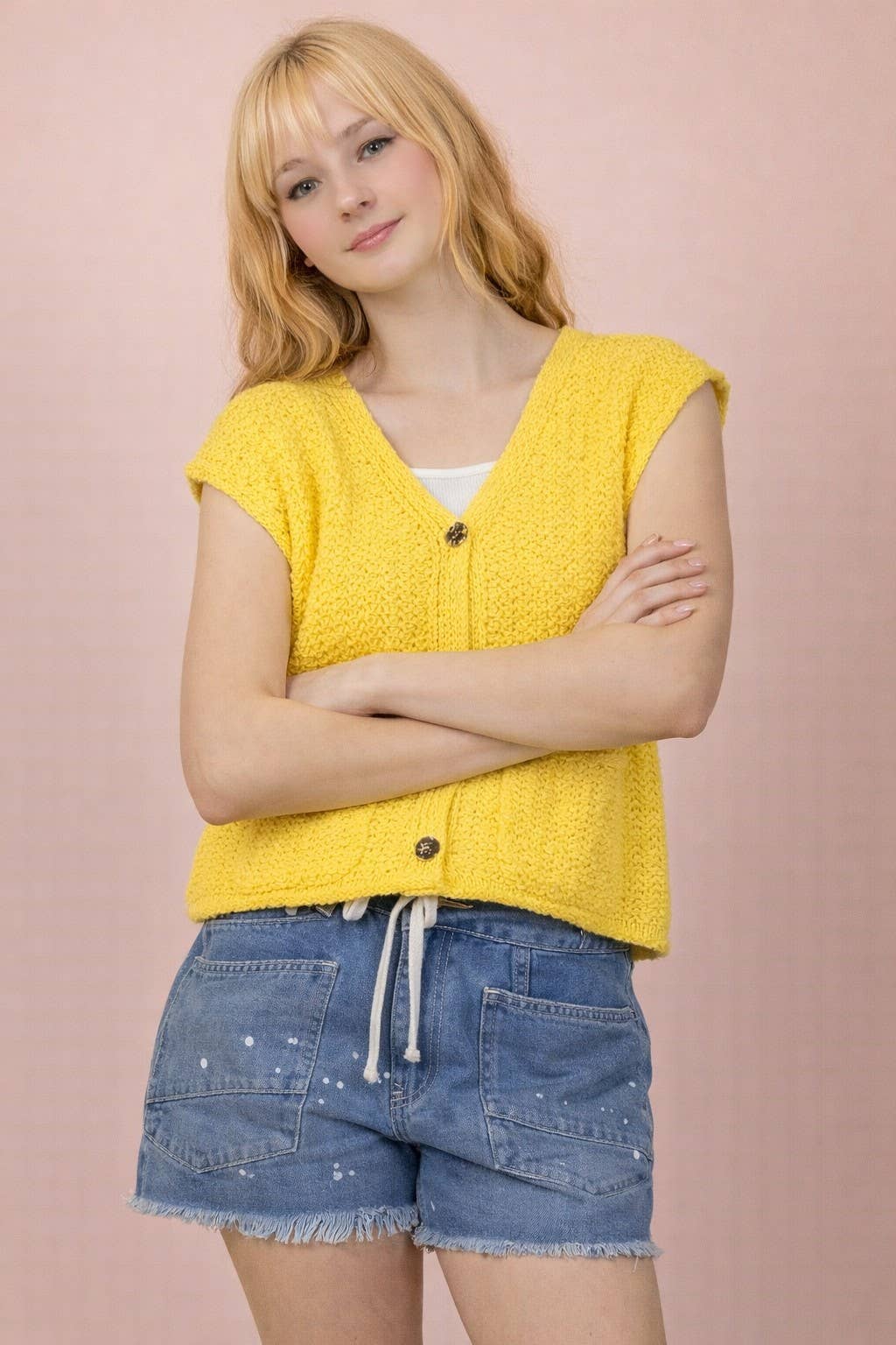 Button Down Knit Sweater Vest