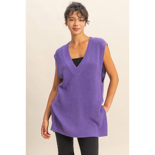 V-Neck Knitted Sweatervest ~ Wisteria