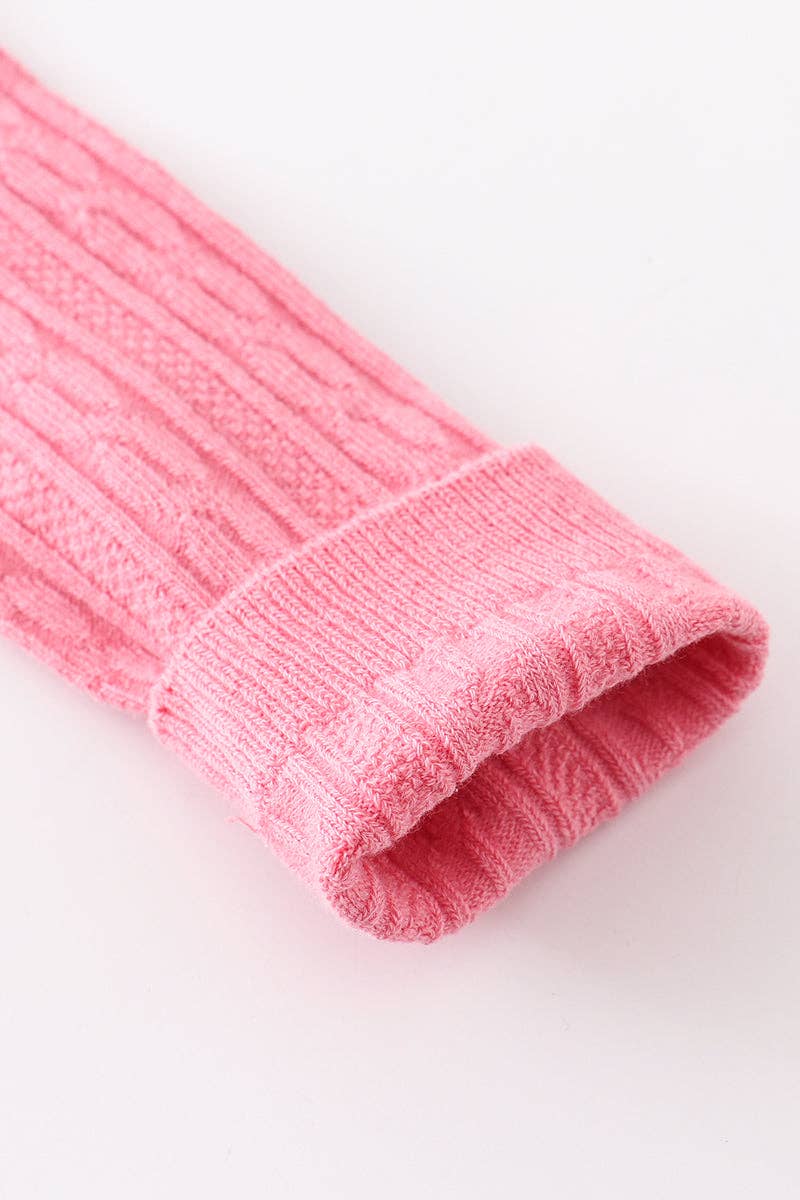 Pink knit knee high sock