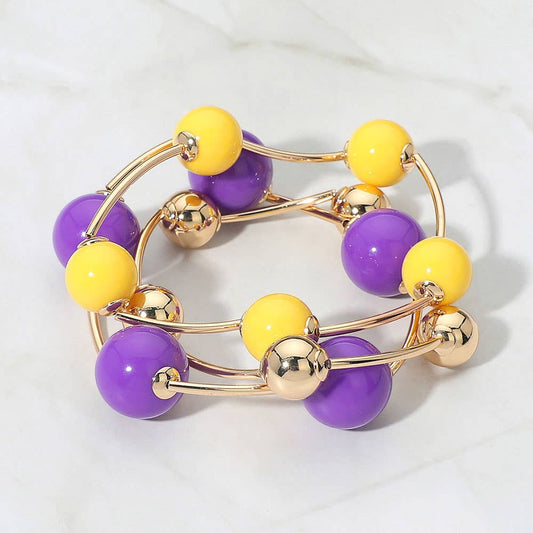 3PCS - Bold Bubble Beaded Stretch Multi Layered Bracelets