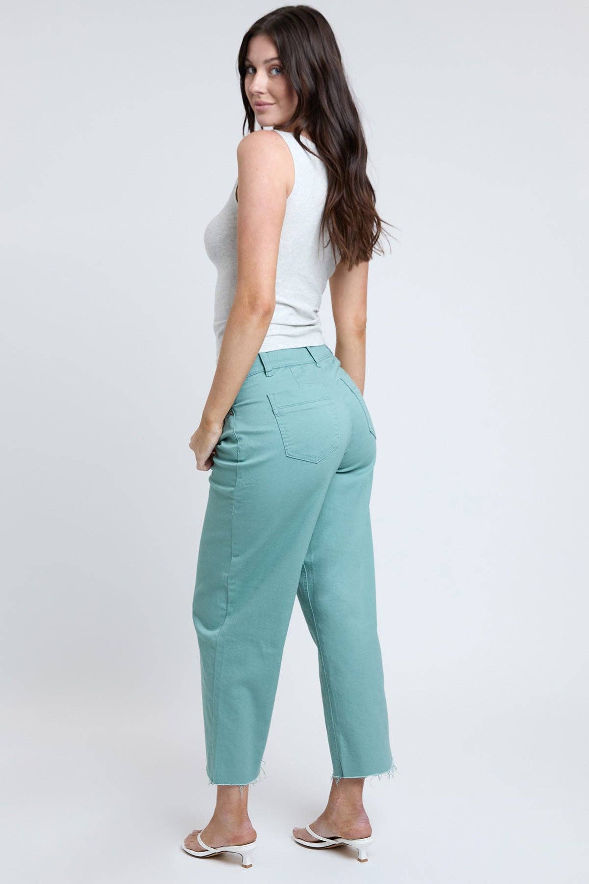 Cropped High-Rise Wide Leg Trouser Pants