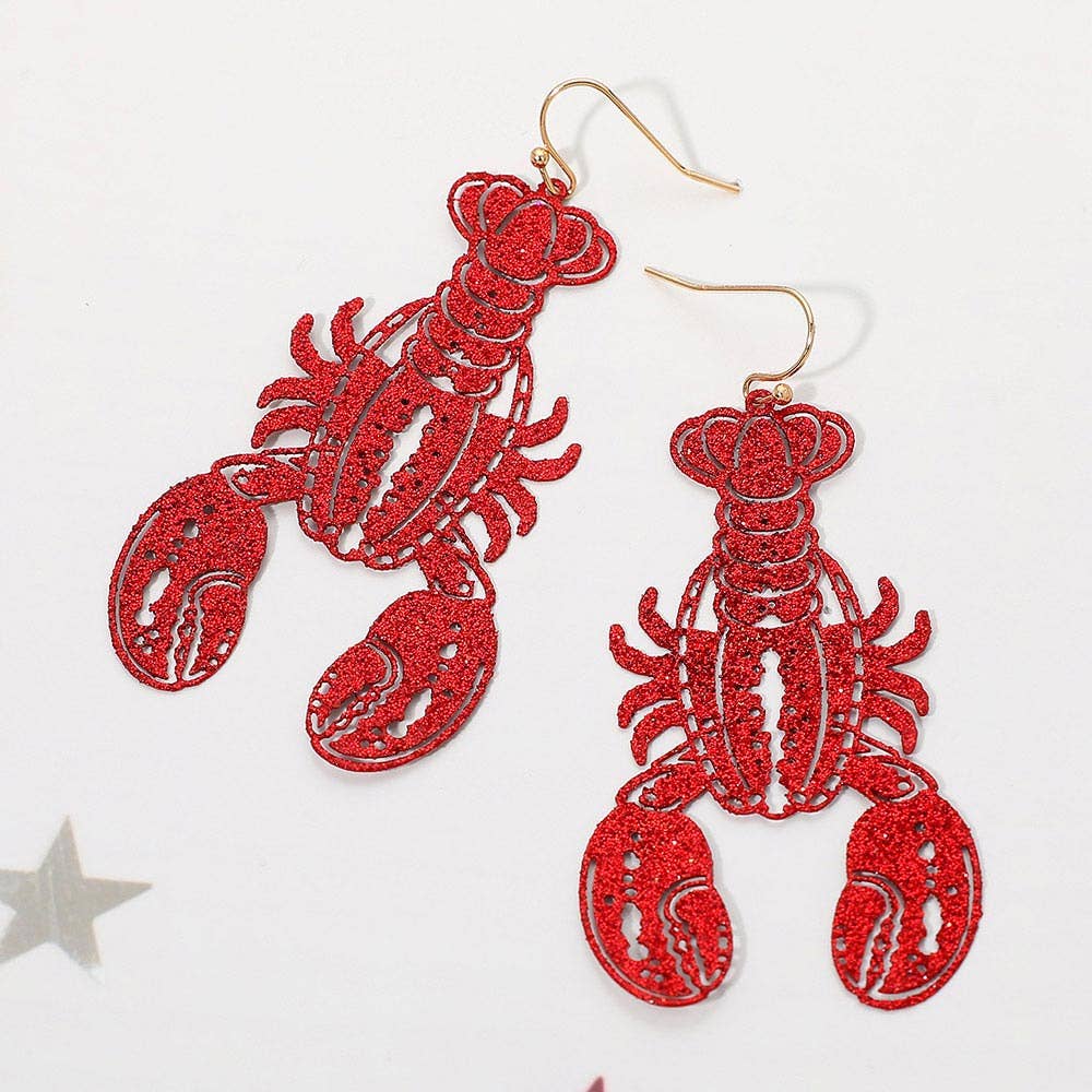 Glitter Cutout Crawfish Drop Earrings