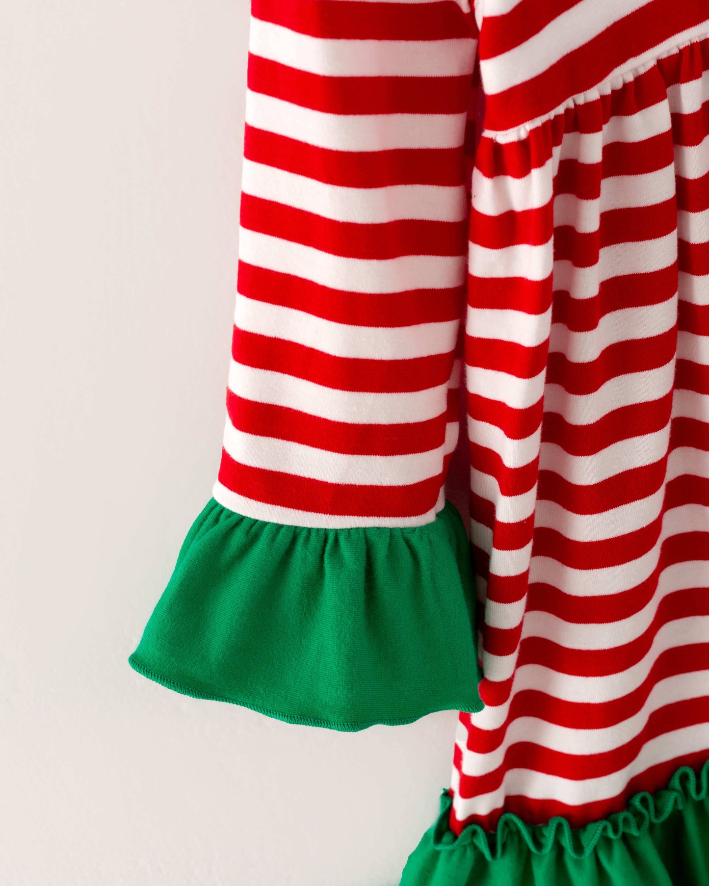 Christmas Red Striped Santa Ruffle Girl Dress Clothing