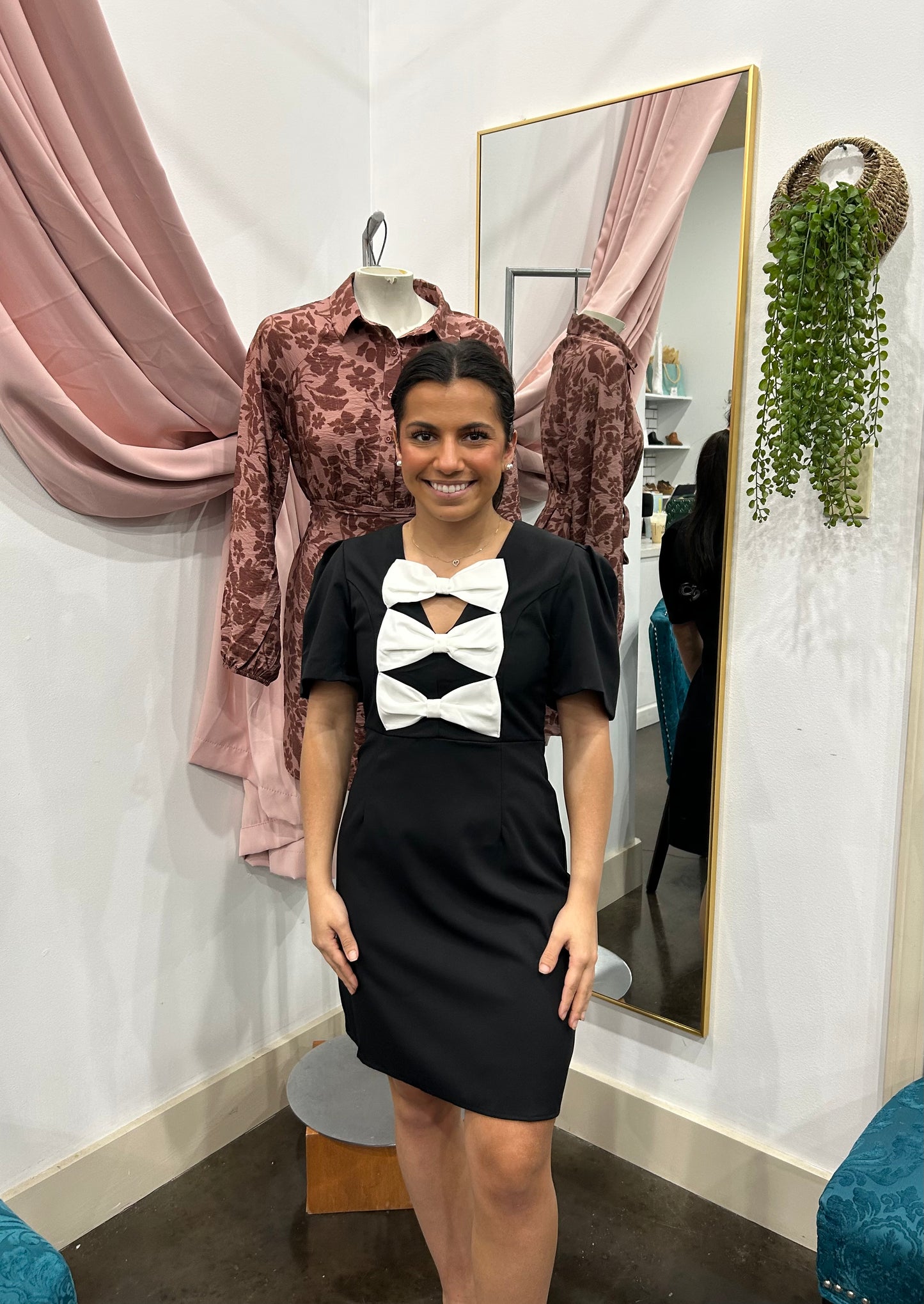 Puff Sleeve Bow Dress