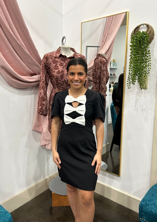 Puff Sleeve Bow Dress