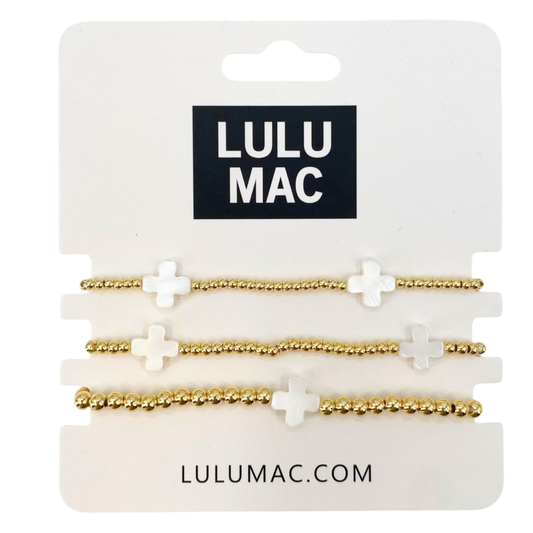 3 piece White Cross Bracelet Lulu Mac