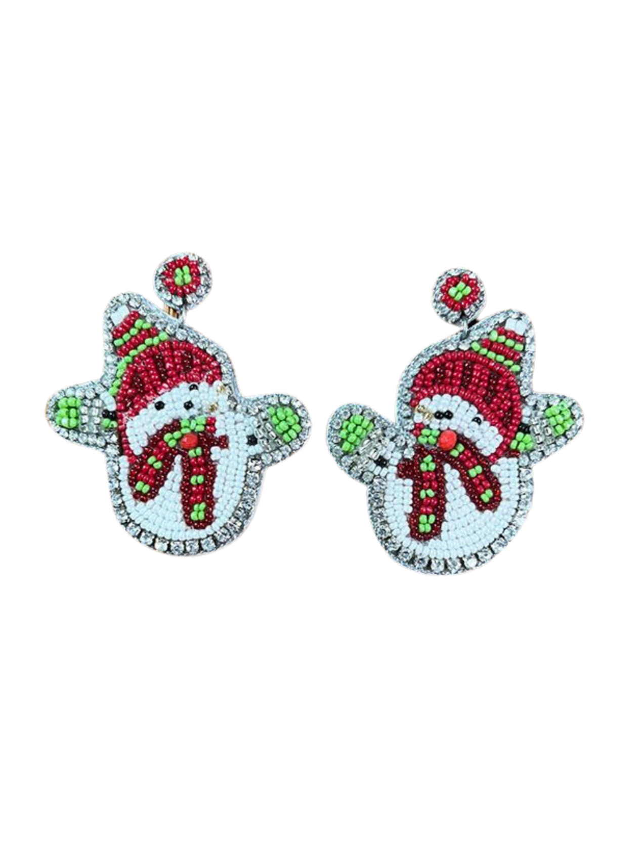 What a Christmas wonder land beaded snowman earrings