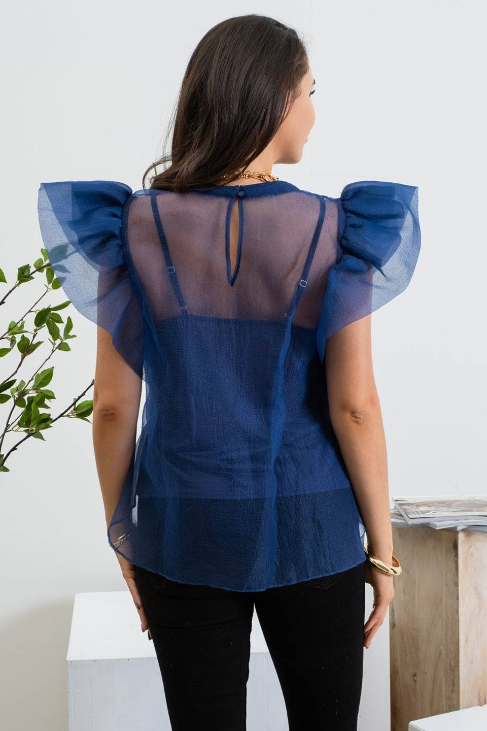 OVERSIZED RUFFLE ORGANZA TOP