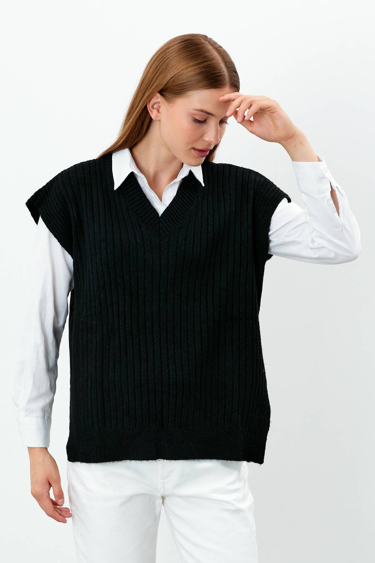 Knit Sweater Vest V Neck Oversized