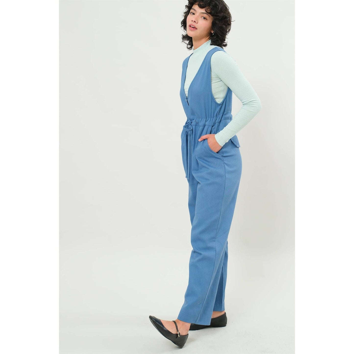 Twill Sleeveless Jumpsuit