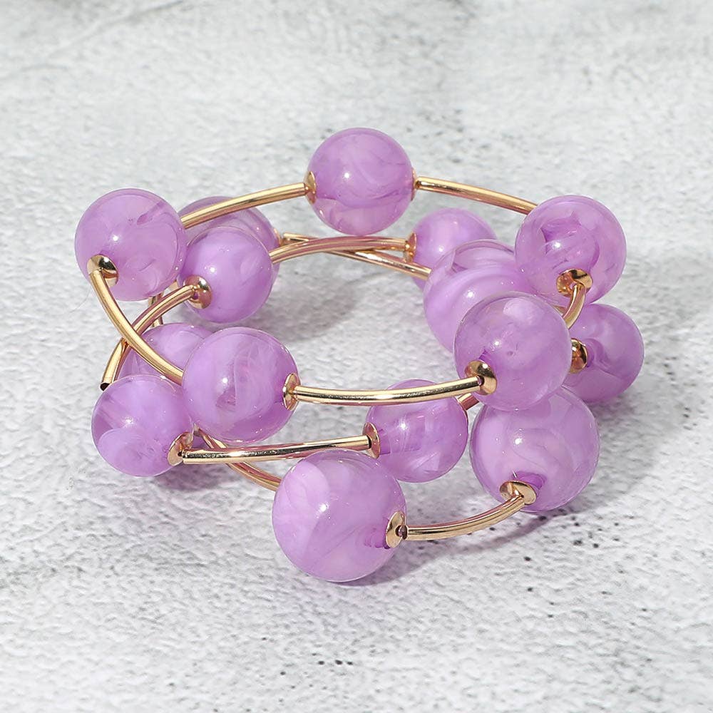 3PCS - Metal Ball Station Stretch Bracelets