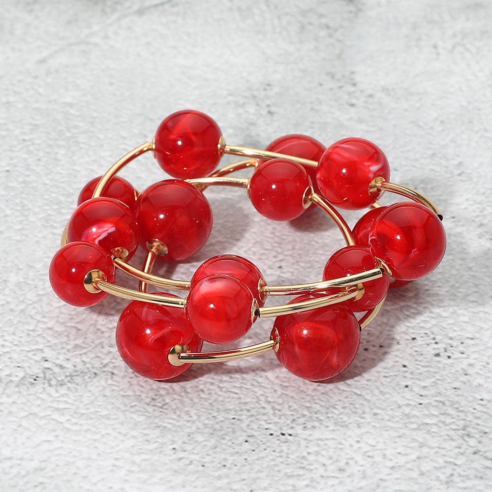 3PCS - Metal Ball Station Stretch Bracelets
