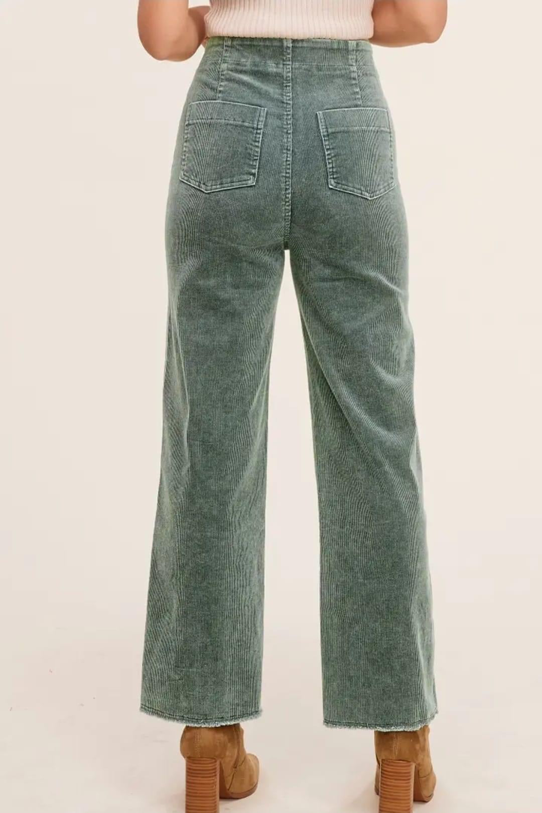 Mineral Washed Wide Leg Corduroy Pants