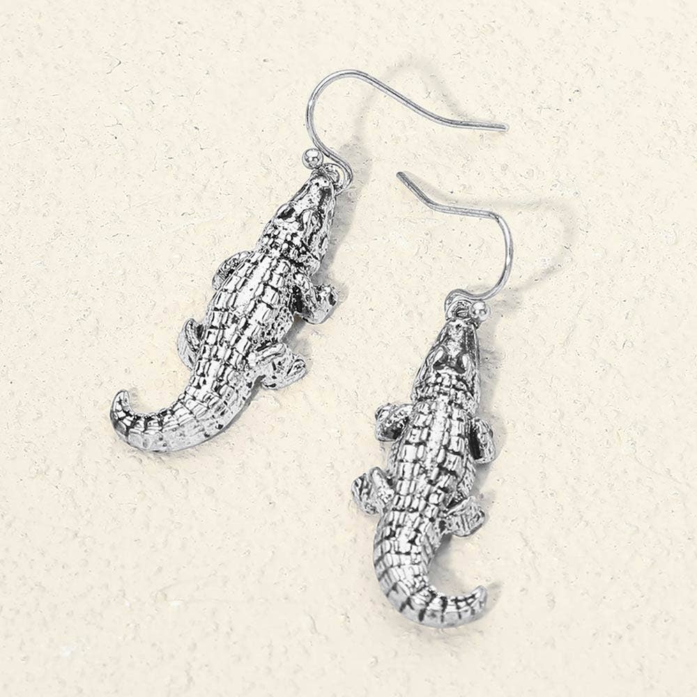 Metal Alligator Charm Drop Earrings