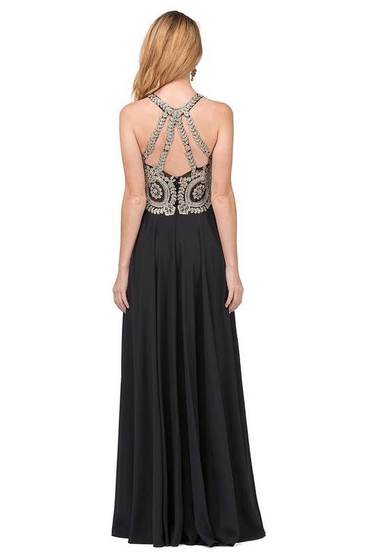 Black Illusion Halter Neckline and A-Line Skirt ~ XS