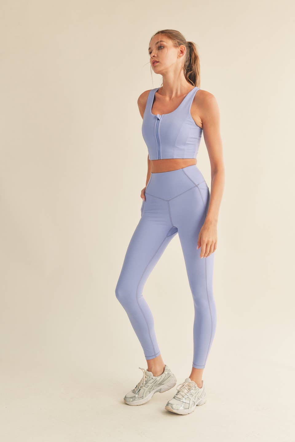 Lavender-Blue Power Sculpt Sports Bra & Legging Set