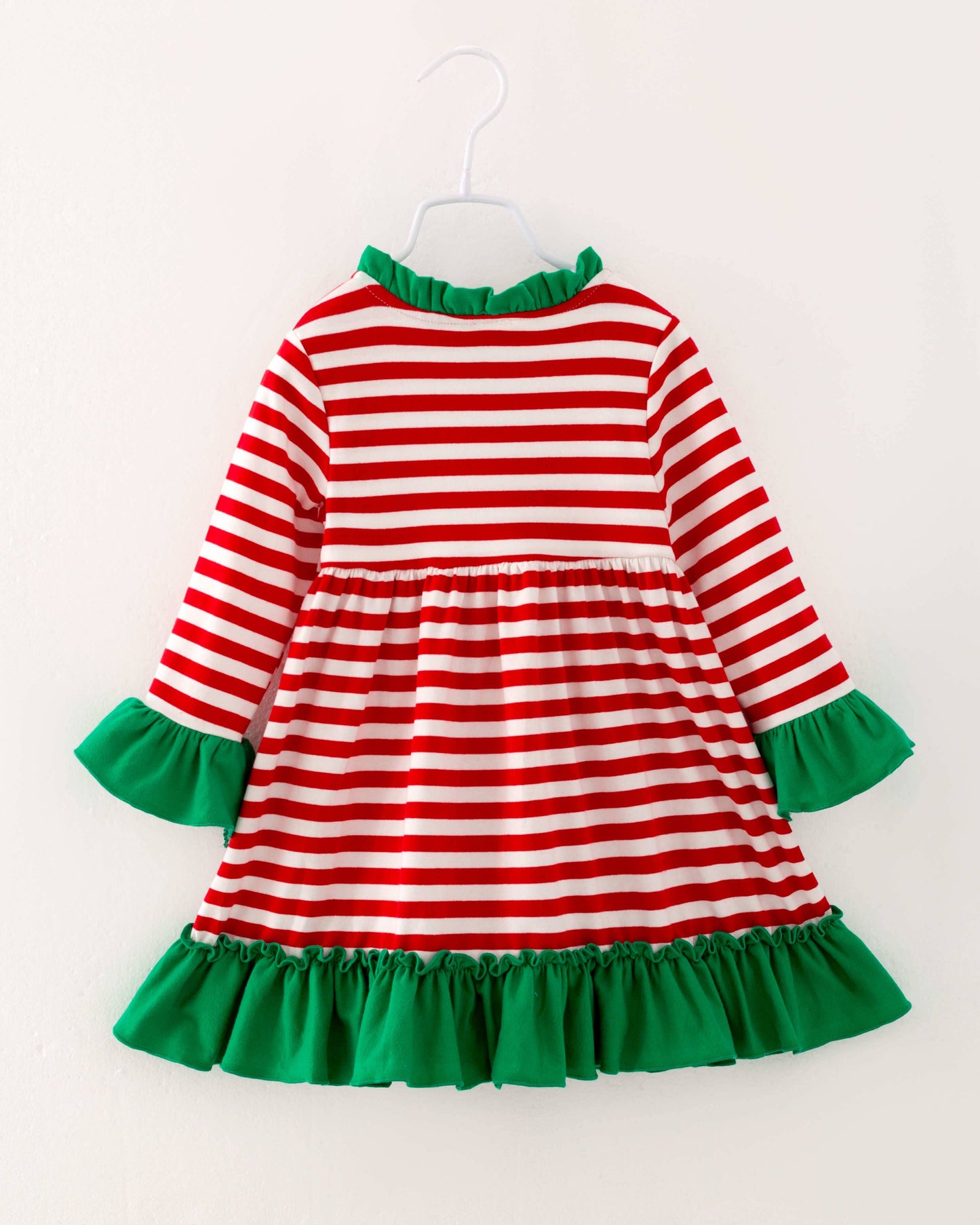 Christmas Red Striped Santa Ruffle Girl Dress Clothing