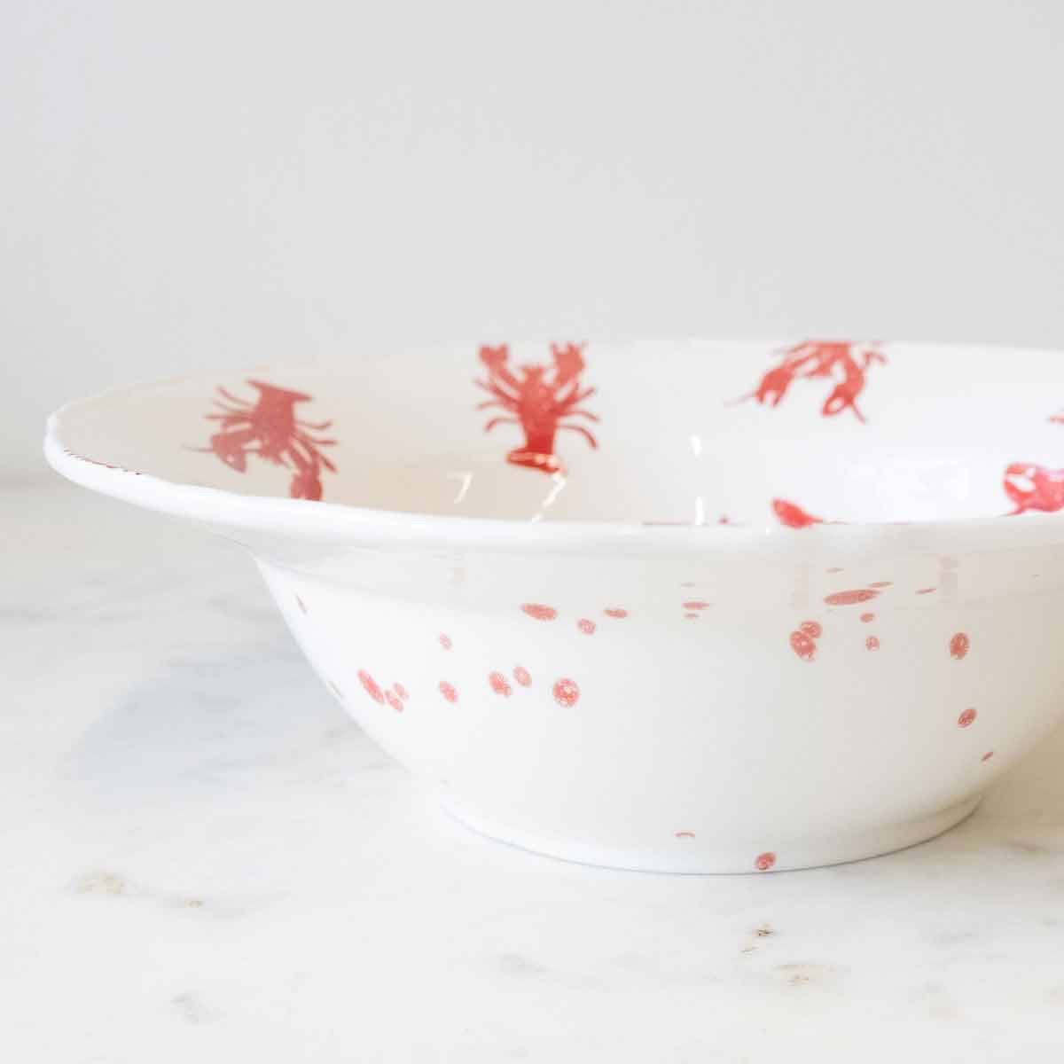 Watercolor Crawfish Serving Bowl  12x12x3.5
