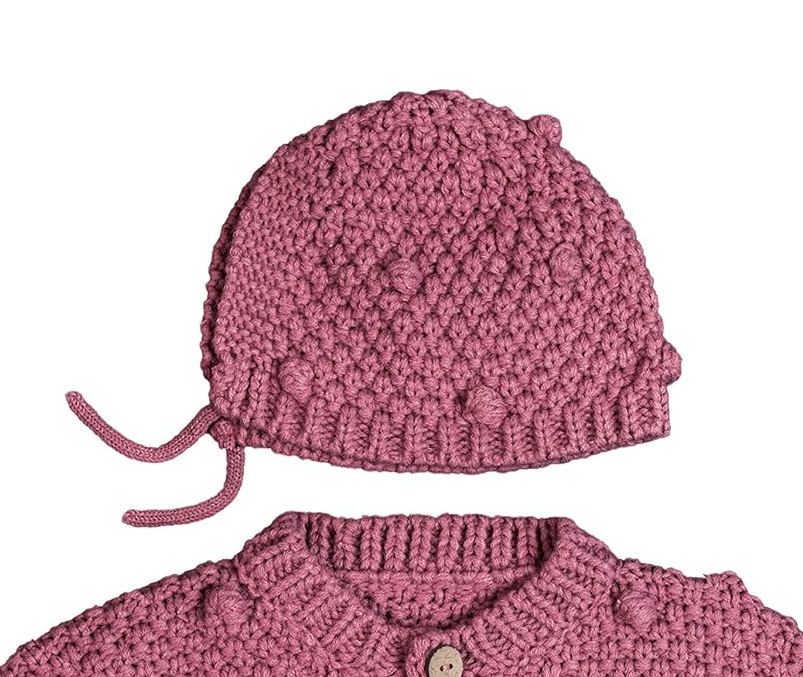 Baby Girls Cable Knit Sweater and Hat Set