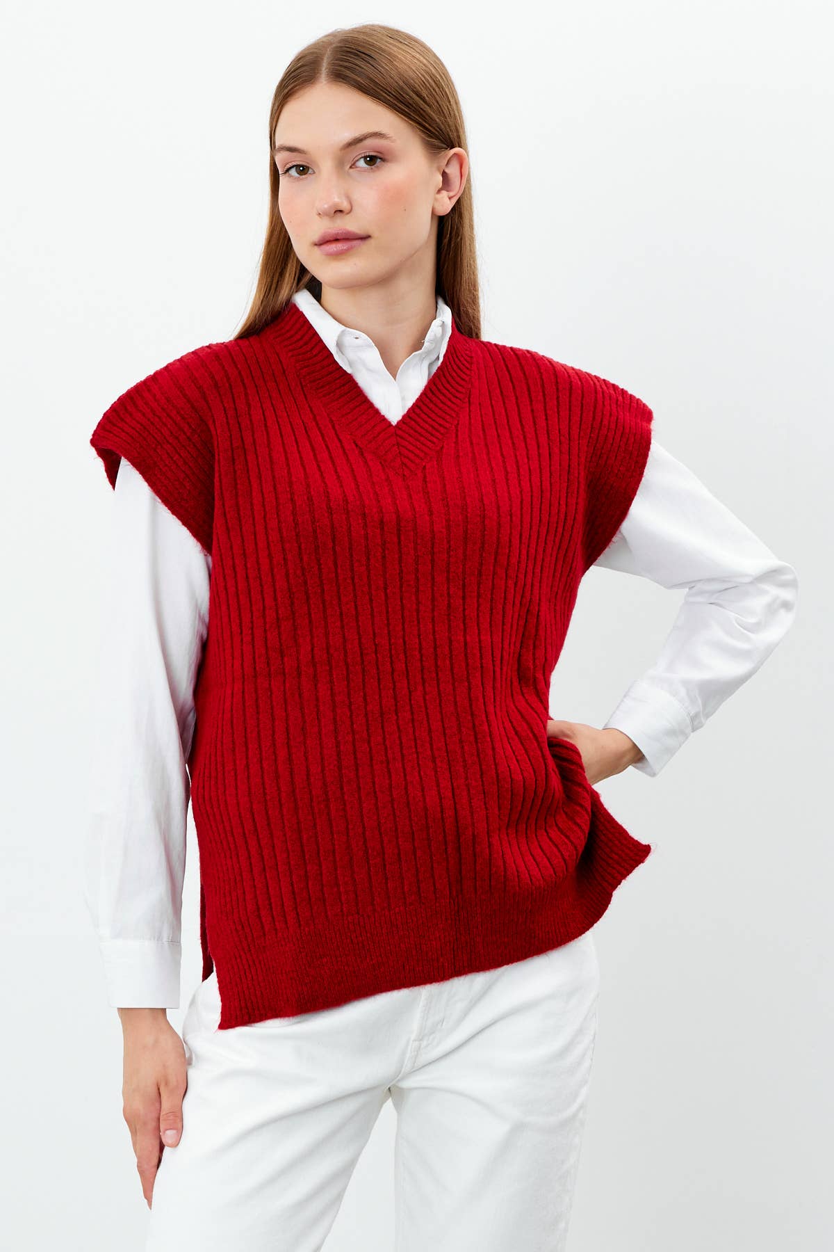 Knit Sweater Vest V Neck Oversized