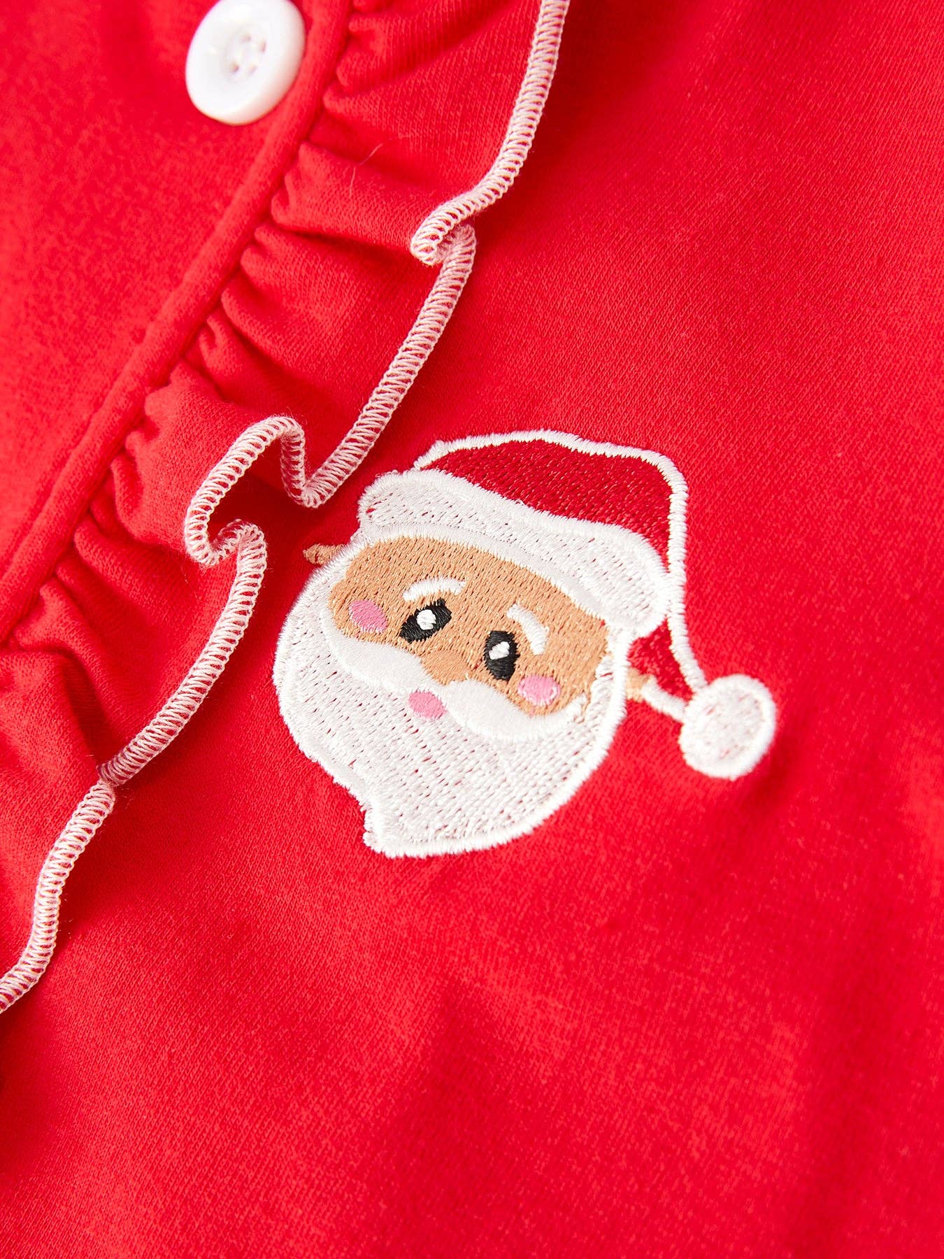 Christmas Red Girls Embroidered Pajamas: 2