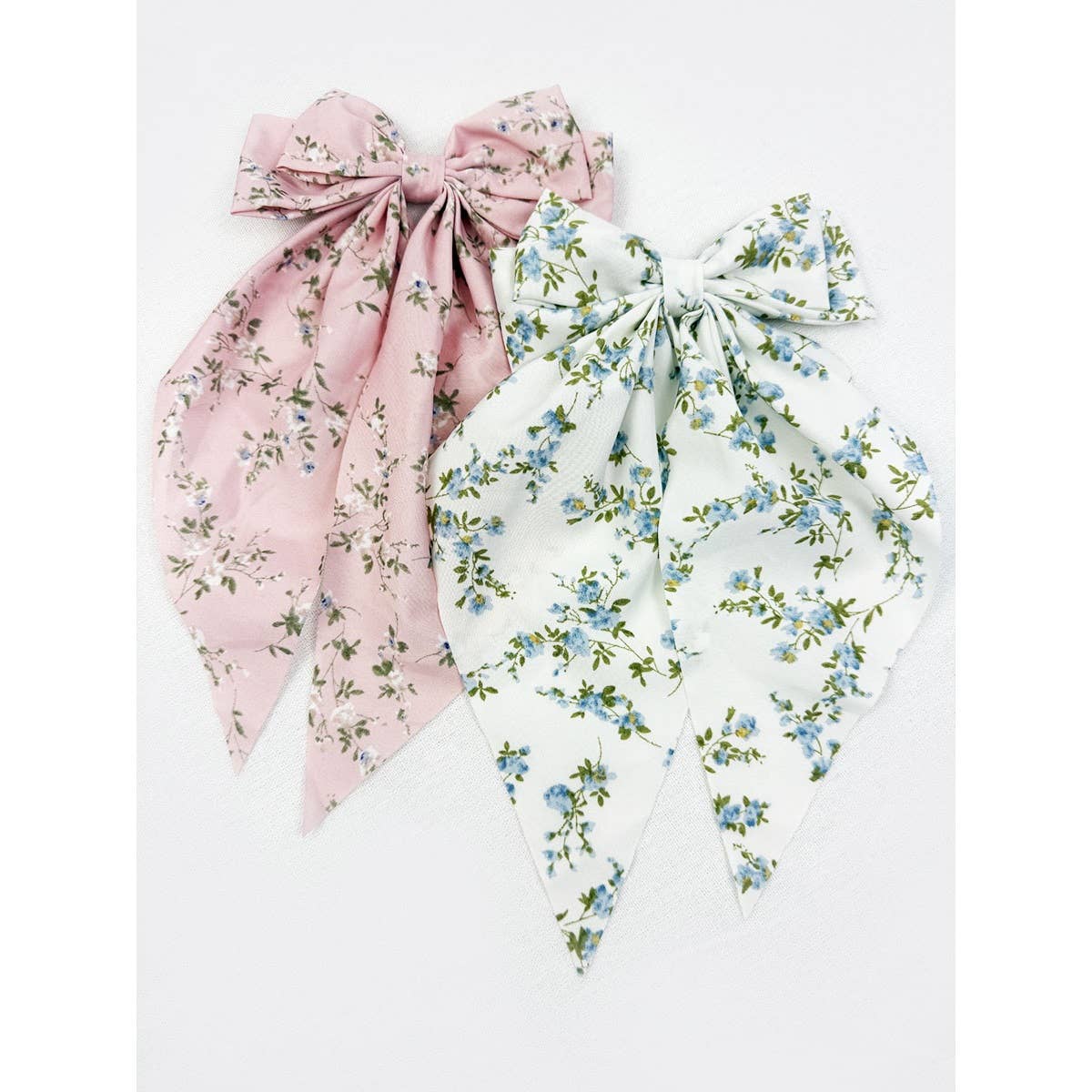 Soft Floral Long Tail Bow Clip