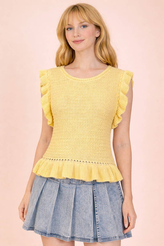 Ruffled Sweater Knit Top