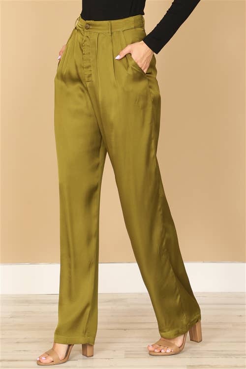 Satiny Straight Pants