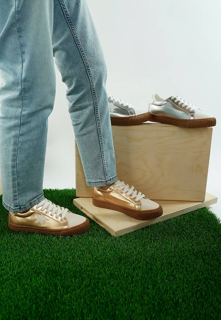 Jumping Jacks Metallic Faux Leather Star Sneakers