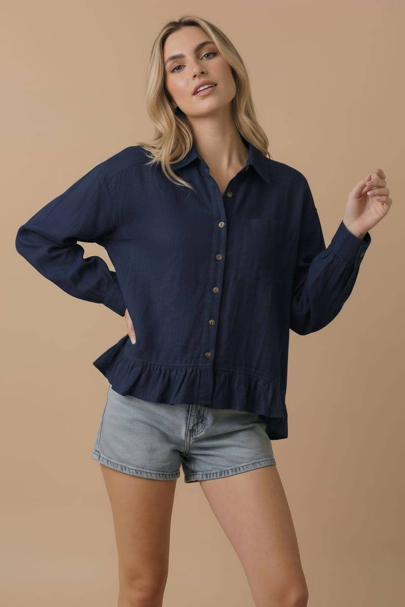 Solid Babydoll Peplum Shirt
