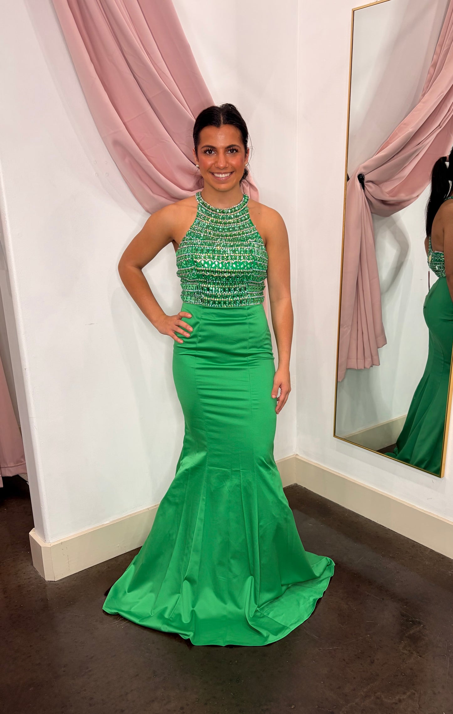 Green Scoop Back Formal Dress ~ X-Small