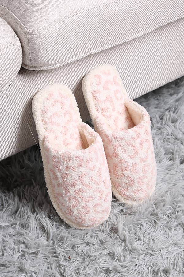 Leopard Fuzzy Soft Slippers ~ ONE Size