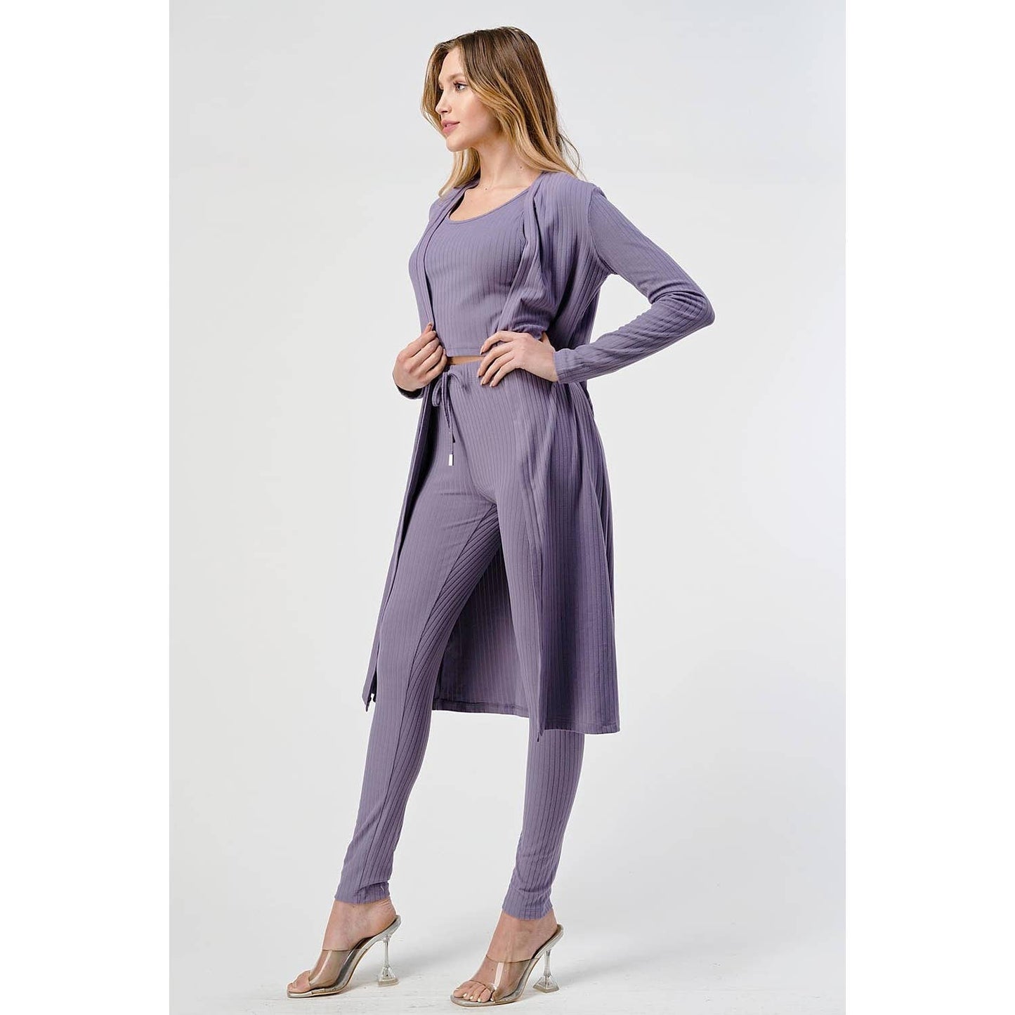 3PCS SET CROP TOP JOGGERS PANTS WITH CARDIGAN