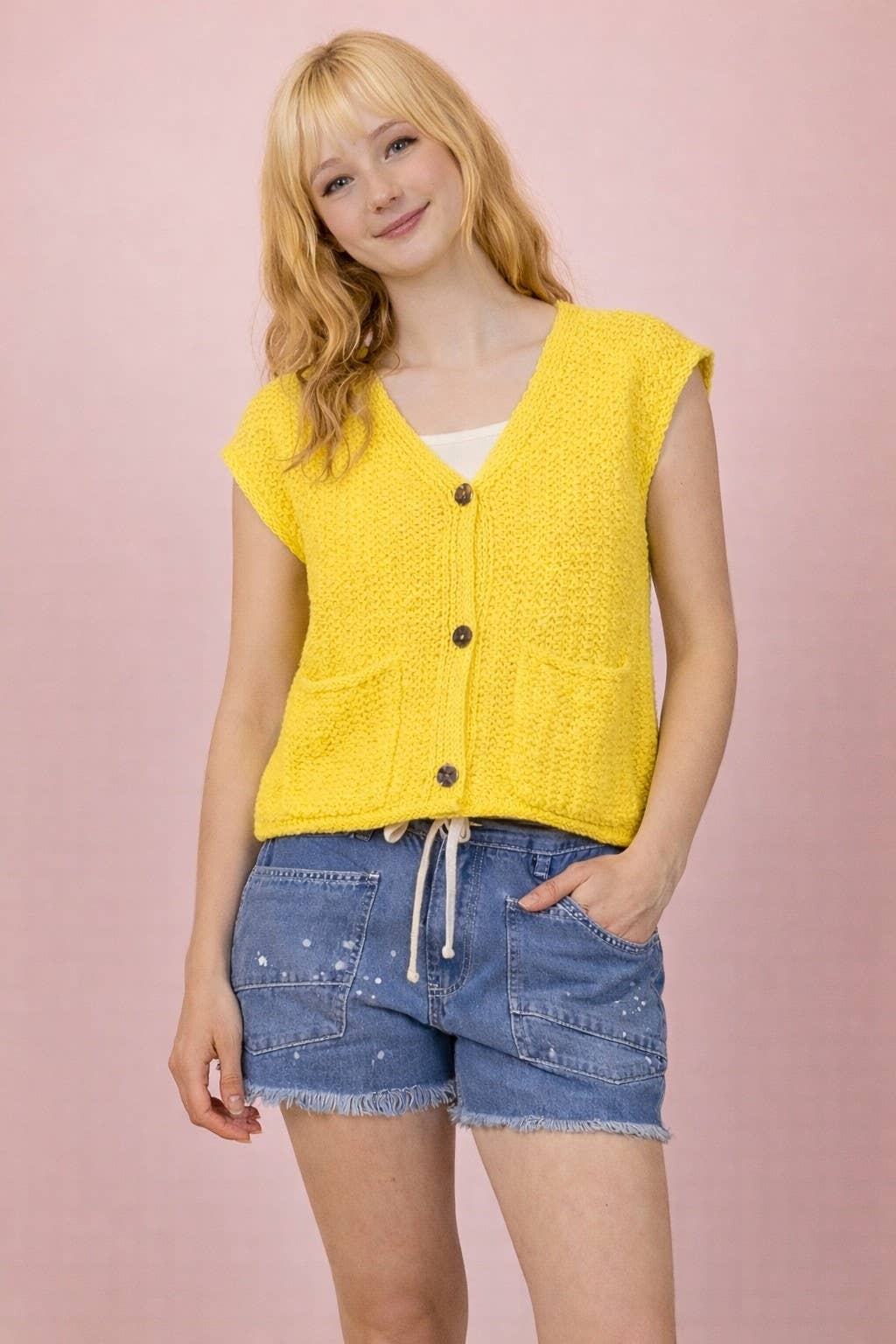 Button Down Knit Sweater Vest