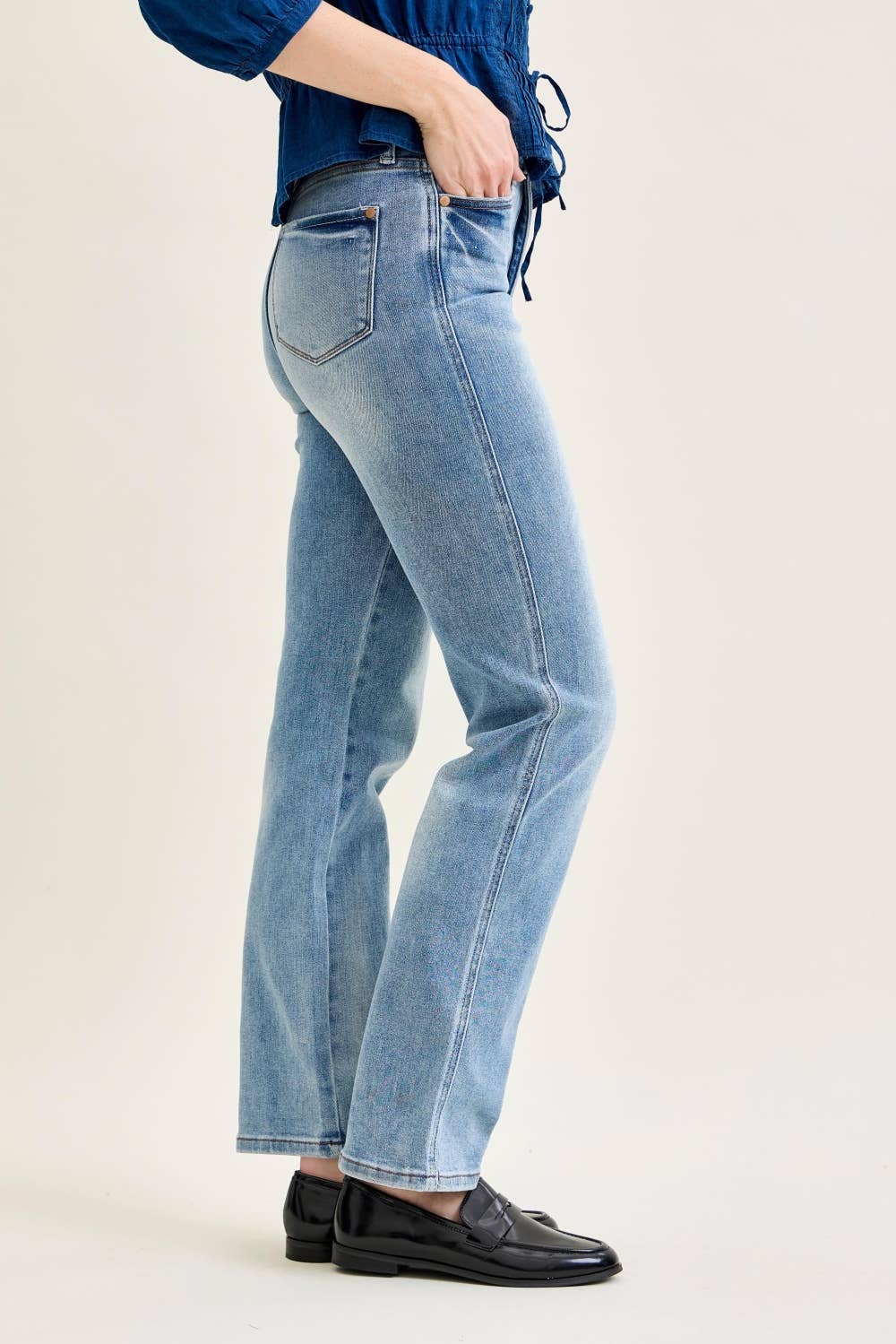 HW Tummy Control Contrast Wash Straight Judy Blue