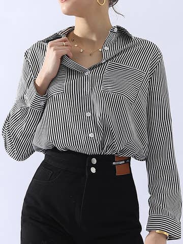 Striped Button Down Long Sleeve Collared Shirts