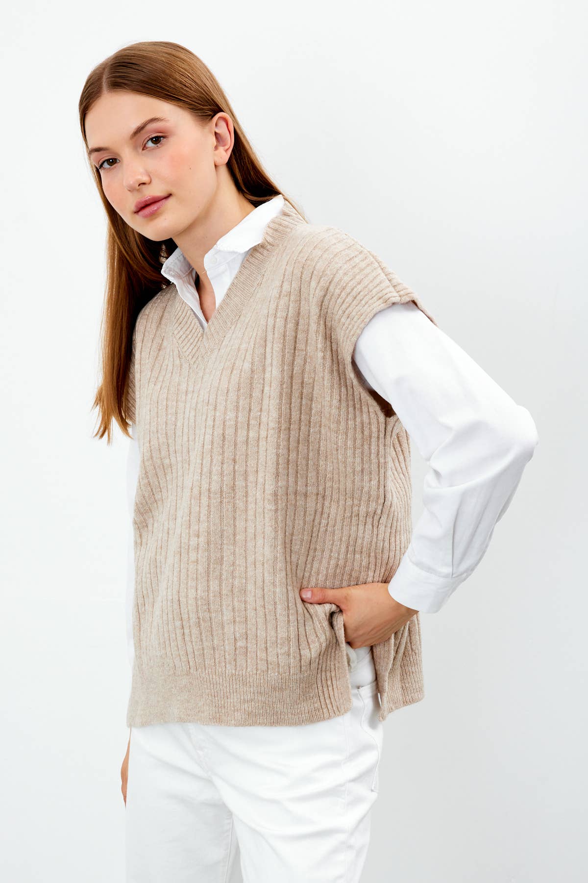 Knit Sweater Vest V Neck Oversized