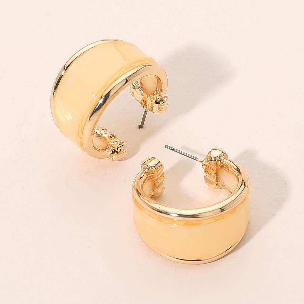 Modern Wide Marbled Resin Hoop Earrings