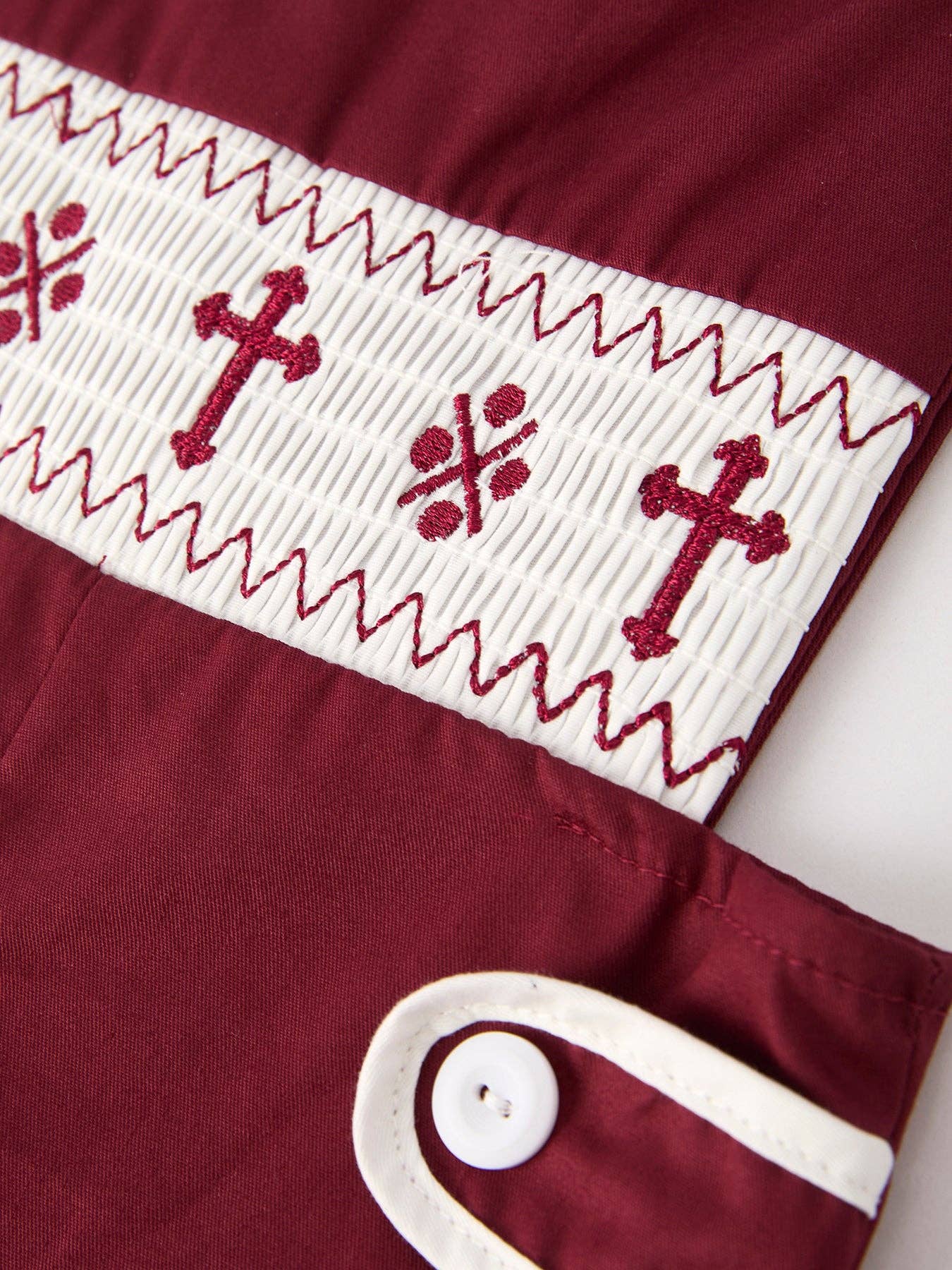 Dark Red Smocked Bishop Boys' Romper