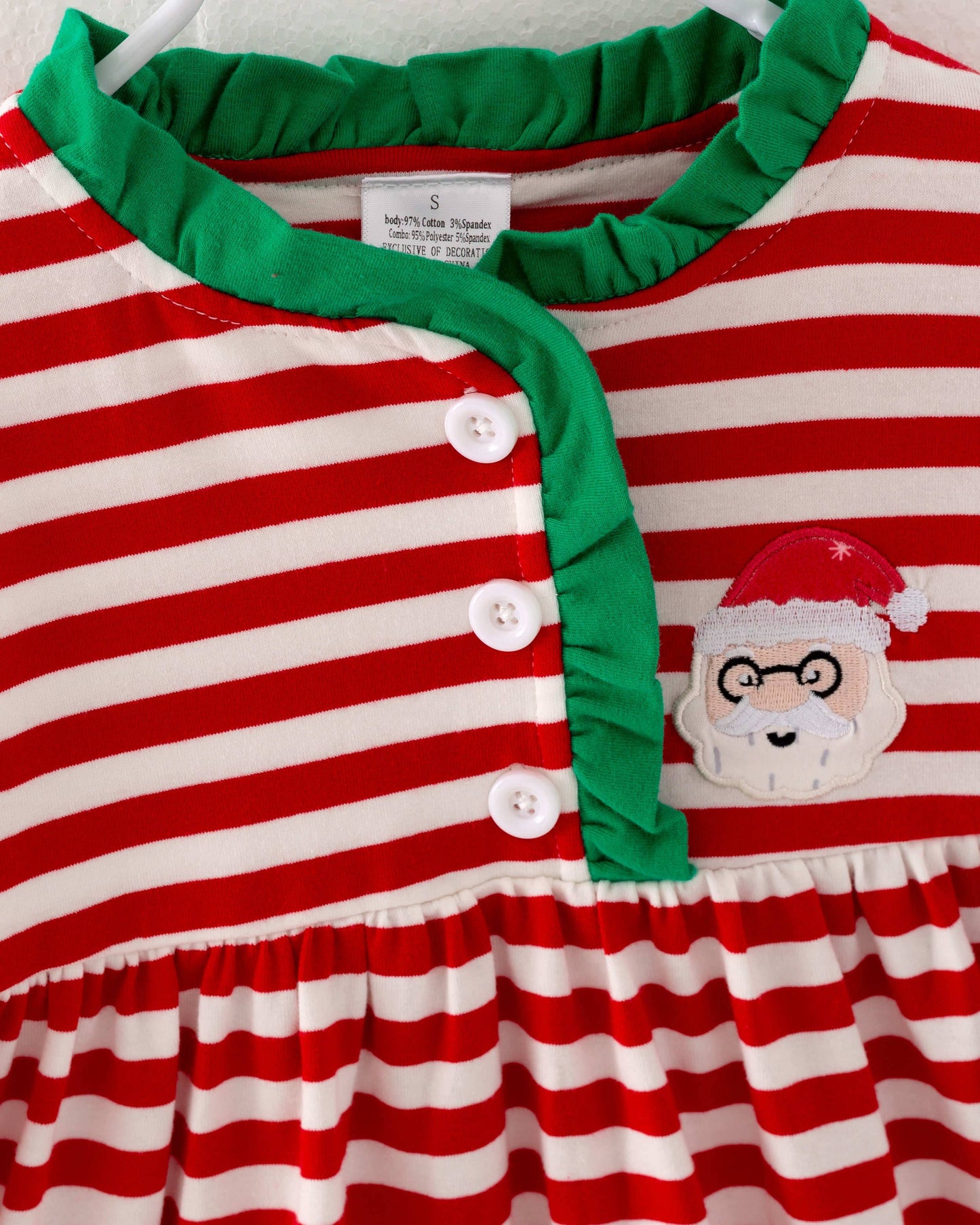 Christmas Red Striped Santa Ruffle Girl Dress Clothing