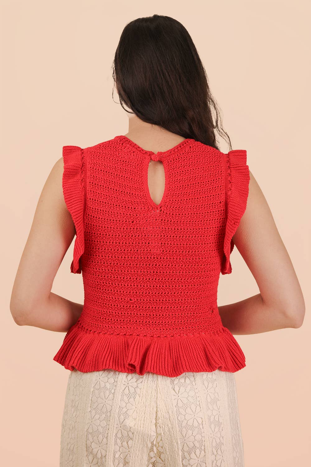 Ruffled Sweater Knit Top
