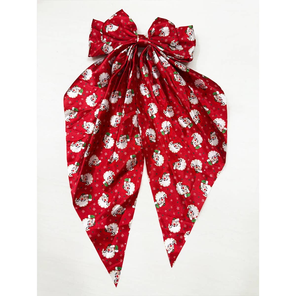 Santa or Snow Man Christmas Satin Hair Bow Clip